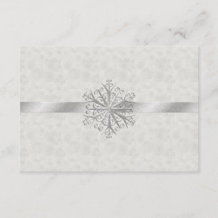 Winter White and Silver Snowflake Wedding RSVP Karte