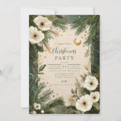 Winter White Anemone Weihnachtsfest Party Einladung (Vorderseite)