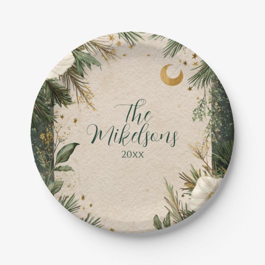 Winter White Anemone Weihnachtsfest Party Pappteller (Vorderseite)