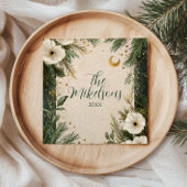 Winter White Anemone Weihnachtsfest Party Serviette
