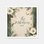 Winter White Anemone Weihnachtsfest Party Serviette (Vorderseite)