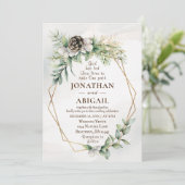 Winter White Berries Greenerity Christlich Wedding Einladung (Stehend Vorderseite)