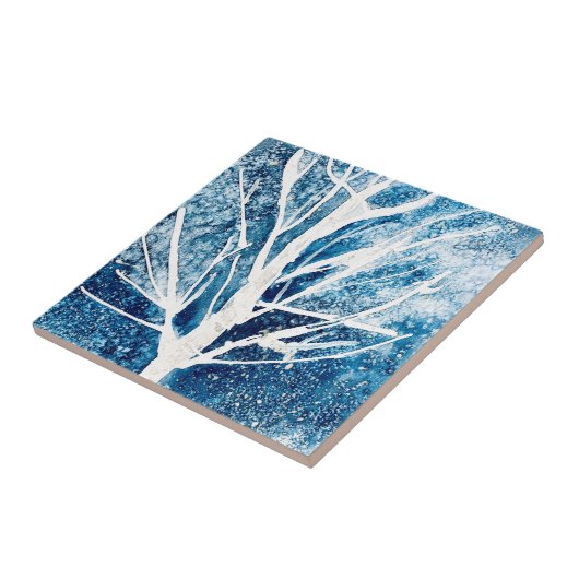 Winter white birch tree Christmas Fliese (Seite)