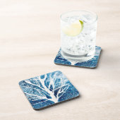 Winter white birch tree Christmas Getränkeuntersetzer (Rechte Seite)