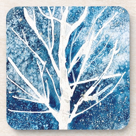 Winter white birch tree Christmas Getränkeuntersetzer (Vorderseite)