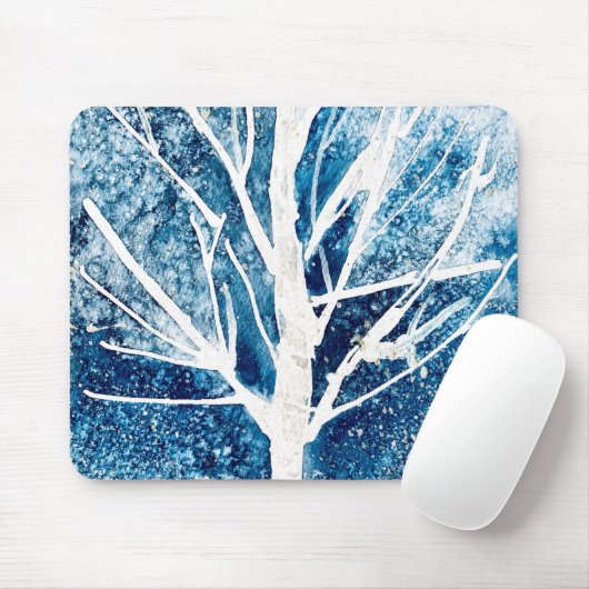 Winter white birch tree Christmas Mousepad (Mit Mouse)