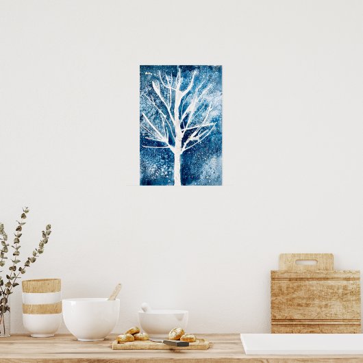 Winter white birch tree Christmas Poster (Küche)