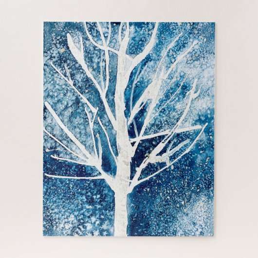 Winter white birch tree Christmas Puzzle (Vertikal)