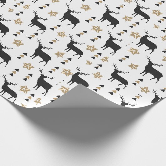 Winter White Black & Tan Deer Pattern Geschenkpapier (Ecke)