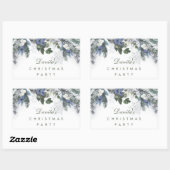 Winter White Blue Christmas Pine Personalisiert Rechteckiger Aufkleber (Blatt)