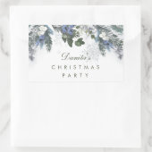 Winter White Blue Christmas Pine Personalisiert Rechteckiger Aufkleber (Tasche)