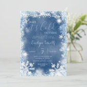Winter White Blue Cold Outdoor Snowflakes Einladung (Stehend Vorderseite)