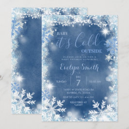 Winter White Blue Cold Outdoor Snowflakes Einladung