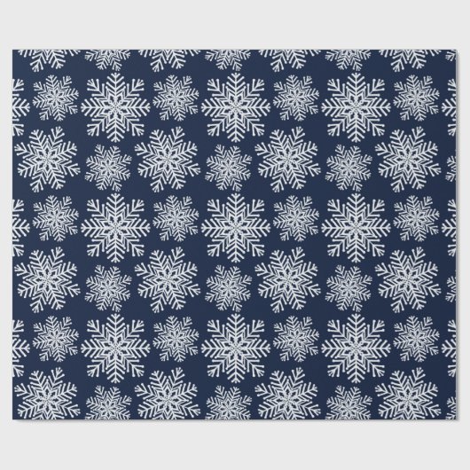 Winter White Blue Snowflakes Wunderland Muster Geschenkpapier (Flach)