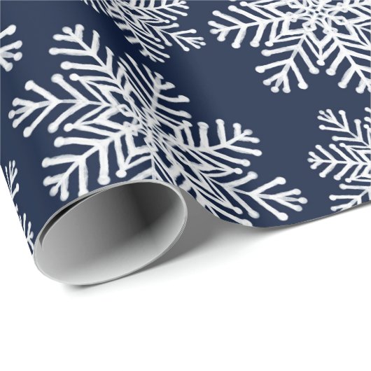 Winter White Blue Snowflakes Wunderland Muster Geschenkpapier (Rolleneckpunkt)