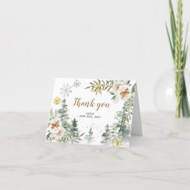Winter White Floral Baby Dusche Danke Karte