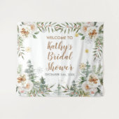 Winter White Floral Baby Dusche Zeichenband Wandteppich (Vorderseite (Horizontal))