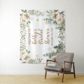 Winter White Floral Baby Dusche Zeichenband Wandteppich (Beispiel)