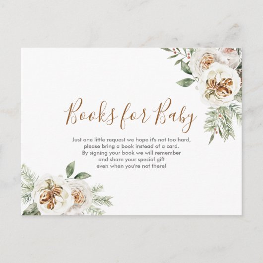 Winter White Floral Books for Baby Postkarte (Vorderseite)