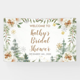 Winter White Floral Brautparty Grosses Banner