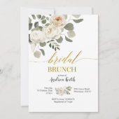 Winter White Floral Bridal Brunch Einladung (Vorderseite)