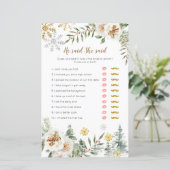 Winter White Floral Er sagte, sie sagte Game Card (Stehend Vorderseite)