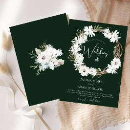 Winter White Floral Green Weihnachtsfeier Hochzeit Einladung