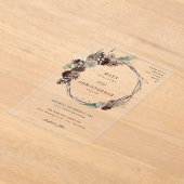 Winter White Floral & Pine Hochzeitskranz Acryleinladungen (Ablage )