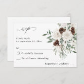 Winter White Floral & Pine no Messe UAWG 2 RSVP Karte (Vorne/Hinten)
