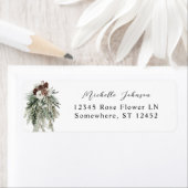 Winter White Floral & Pine Rücksendeadresse Etiket (Insitu)
