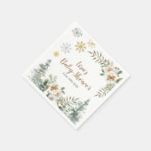 Winter White Floral Pine Tree Baby Dusche Napkin Serviette (Ecke)