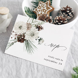 Winter White Floral & Pine w Mahl UAWG RSVP Karte