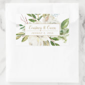 Winter White Floral Wedgram Rechteckiger Aufkleber (Tasche)