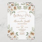 Winter White Floral Weihnachtsfeier Einladung (Vorne/Hinten)