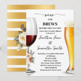 Winter White Floral Wein und Bier Paarschwimmbad Einladung