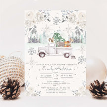 Winter White Floral Woodland Baby Dusche