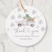 Winter White Floral Woodland Baby Dusche