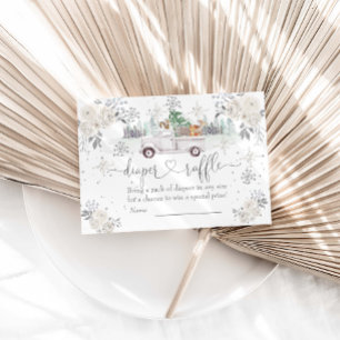 Winter White Floral Woodland Diaper Raffel Begleitkarte