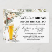 Winter White Flowers Cocktails & Brews Shower Einladung (Vorne/Hinten)