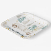 Winter White & Gold Truck Floral Frohe Weihnachten Pappteller (Gewinkelt)