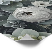 Winter White Hydrangea Floral Art Centerpiece Poster (Ecke)