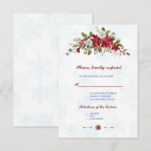 Winter White Poinsettia Snowflakes Wedding RSVP (Vorne/Hinten)