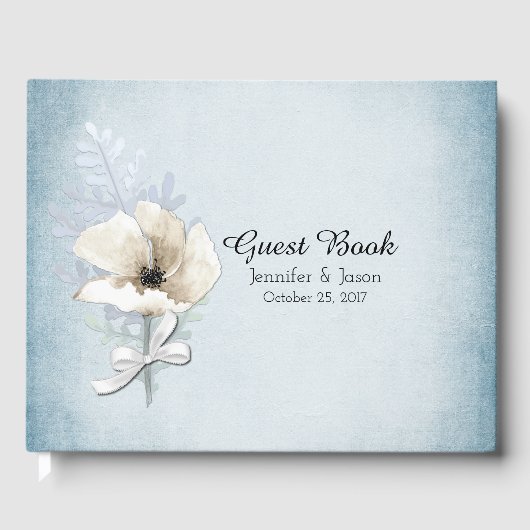Winter White Poppy Wedding Guest Book Gästebuch (Vorderseite)