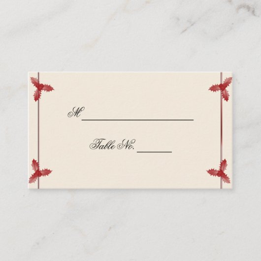Winter White Red Mistletoe Wedding Platzkarte (Vorderseite)