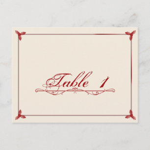 Winter White Red Mistletoe Wedding Tischnummer