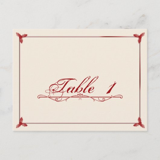 Winter White Red Mistletoe Wedding Tischnummer (Vorderseite)
