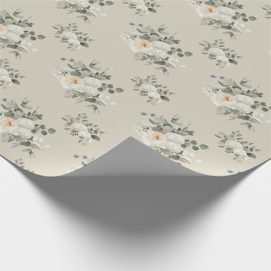 Winter White Roses mit Blue Junior Geschenkpapier (Ecke)