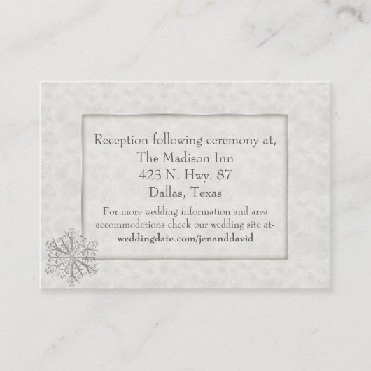 Winter White Snowflake Wedding Card Begleitkarte (Vorderseite)