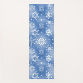 Winter White Snowflakes On Icy Blue Yogamatte