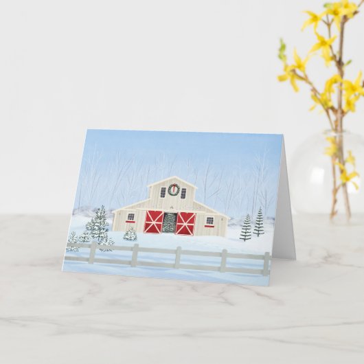 Winter White Snowy Weihnachtsstall Blank Card Karte (Gelbe Blume)